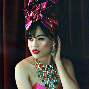 Bespoke Metallic Pink PVC Turban - Size Medium