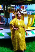 Load image into Gallery viewer, MAXI Tinsel GOLD Shimmer kaftan Dress
