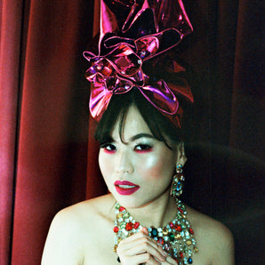 Bespoke Metallic Pink PVC Turban - Size Medium