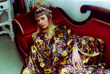 Load image into Gallery viewer, Velvet leopard Print lurex gold trim kaftan Dress
