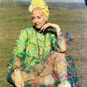 *LIMITED EDITION* Yellow iridescent / White Matte Sequin Turban