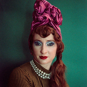 Pink Metallic Vintage Pleated Turban Hat