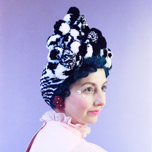 Monochrome Pom pom black and white Zebra turban