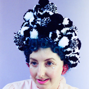Monochrome Pom pom black and white Zebra turban