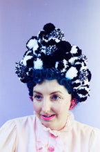 Load image into Gallery viewer, Monochrome Pom pom black and white Zebra turban
