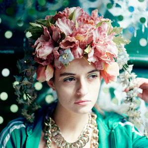 Vintage floral Headdress in lavenders and pastel shades