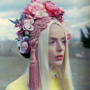 Braided and Jewel encrusted HOT PINK Floral Turban