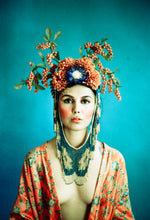 Load image into Gallery viewer, Tribal orange beaded wild flower Crown

