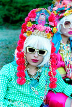 Load image into Gallery viewer, Recycled Gold floral pom pom headpiece

