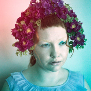 Vintage purple Flower crown, headdress, flower queen,