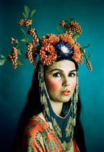 Load image into Gallery viewer, Tribal orange beaded wild flower Crown
