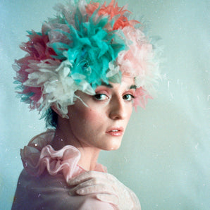 Multicoloured Vintage inspired ruffle Pastel Headpiece