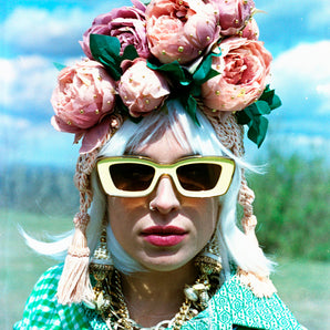 Braided and Jewel encrusted Dusky Pink Floral Turban
