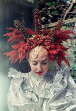 Load image into Gallery viewer, Red Wildflower floral headdress / Autumnal / tribal / flower crown / headdress
