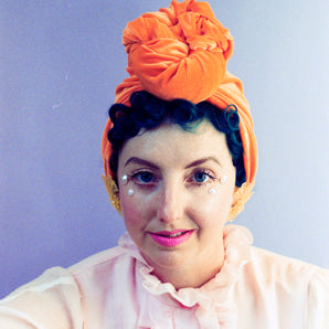 Neon Orange Top Knot Turban