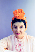 Load image into Gallery viewer, Neon Orange Top Knot Turban
