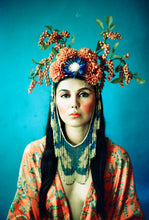 Load image into Gallery viewer, Tribal orange beaded wild flower Crown
