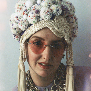 Bespoke Speckled Pom Pom Tassel Turban