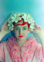Load image into Gallery viewer, Vintage Flower Power headpiece / skull cap / art piece
