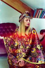 Load image into Gallery viewer, Velvet leopard Print lurex gold trim kaftan Dress

