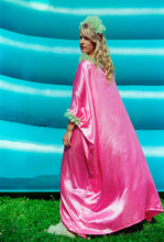 Load image into Gallery viewer, Pink Pink Liquid Satin Ruffle kaftan Dress
