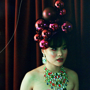 Burgundy Pink Baubles Headdress