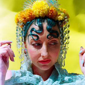 Sunshine Halo Iridescent Yellow Floral Flower Crystal Crown
