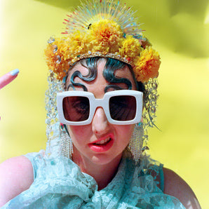 Sunshine Halo Iridescent Yellow Floral Flower Crystal Crown