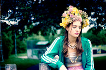 Load image into Gallery viewer, Vintage flowers in a floral Headdress in pastel shades
