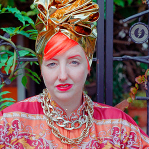 Gold or Silver Bespoke Liquid Metal Metallic PVC Turban