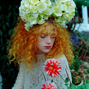 Pale Green Hydrangea X Giant Gem Headdress