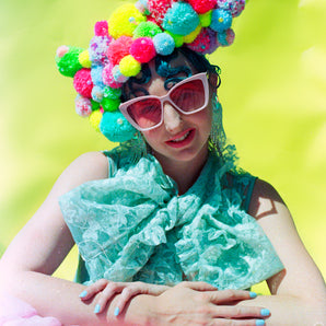 Pom pom Headband / Headdress / Neon / Fluro / Yellow / Pink / Festival