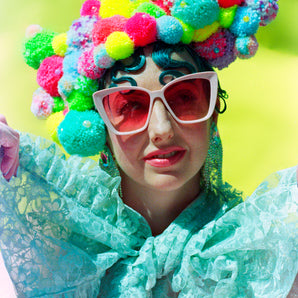 Pom pom Headband / Headdress / Neon / Fluro / Yellow / Pink / Festival