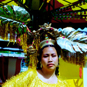 Giant Tinsel Gold Leaf Cherub Headpiece