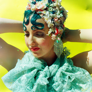 Vintage Silk flower Skullcap headdress