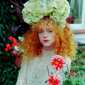 Pale Green Hydrangea X Giant Gem Headdress