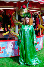 Load image into Gallery viewer, ONE OF A KIND reversible silver and green brocade satin Dress
