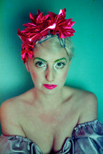 Load image into Gallery viewer, Metallic Shocking pink Origami Crown / Headdress / Christmas / NYE
