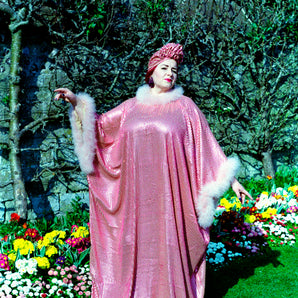 PINK Marabou Trimmed Sequin Kaftan Dress