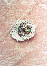 Load image into Gallery viewer, Heavily Bejewelled Rose White Brooch
