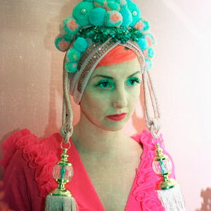 Bespoke Tassel Pom Pom Pastel Turban