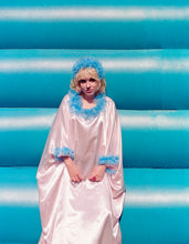 Load image into Gallery viewer, Pale Pink Liquid Satin Ruffle kaftan Dress
