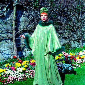 GREEN Marabou Sequin Kaftan Dress