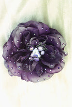 Load image into Gallery viewer, Blown Roses Aubergine Purple Bejewelled Brooch

