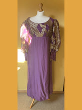 Load image into Gallery viewer, LONG PURPLE DRESS WITH GOLD DETAILING
