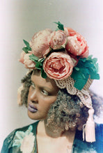 Load image into Gallery viewer, Braided and Jewel encrusted Dusky Pink Floral Turban
