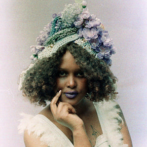 Braided and Jewel encrusted Lilac Floral Turban