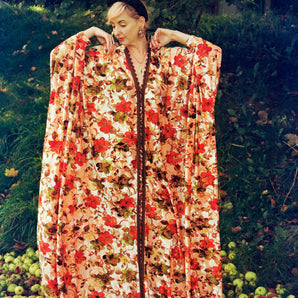 Deluxe Floral Glitter Velvet Robe and Kaftan Dress