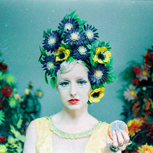 Vintage Flower blue and yellow floral crown