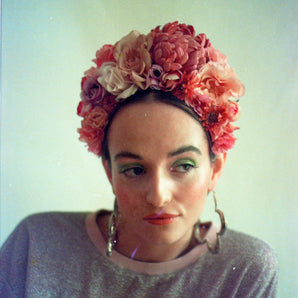 Floral Frida pinks and peaches headdress